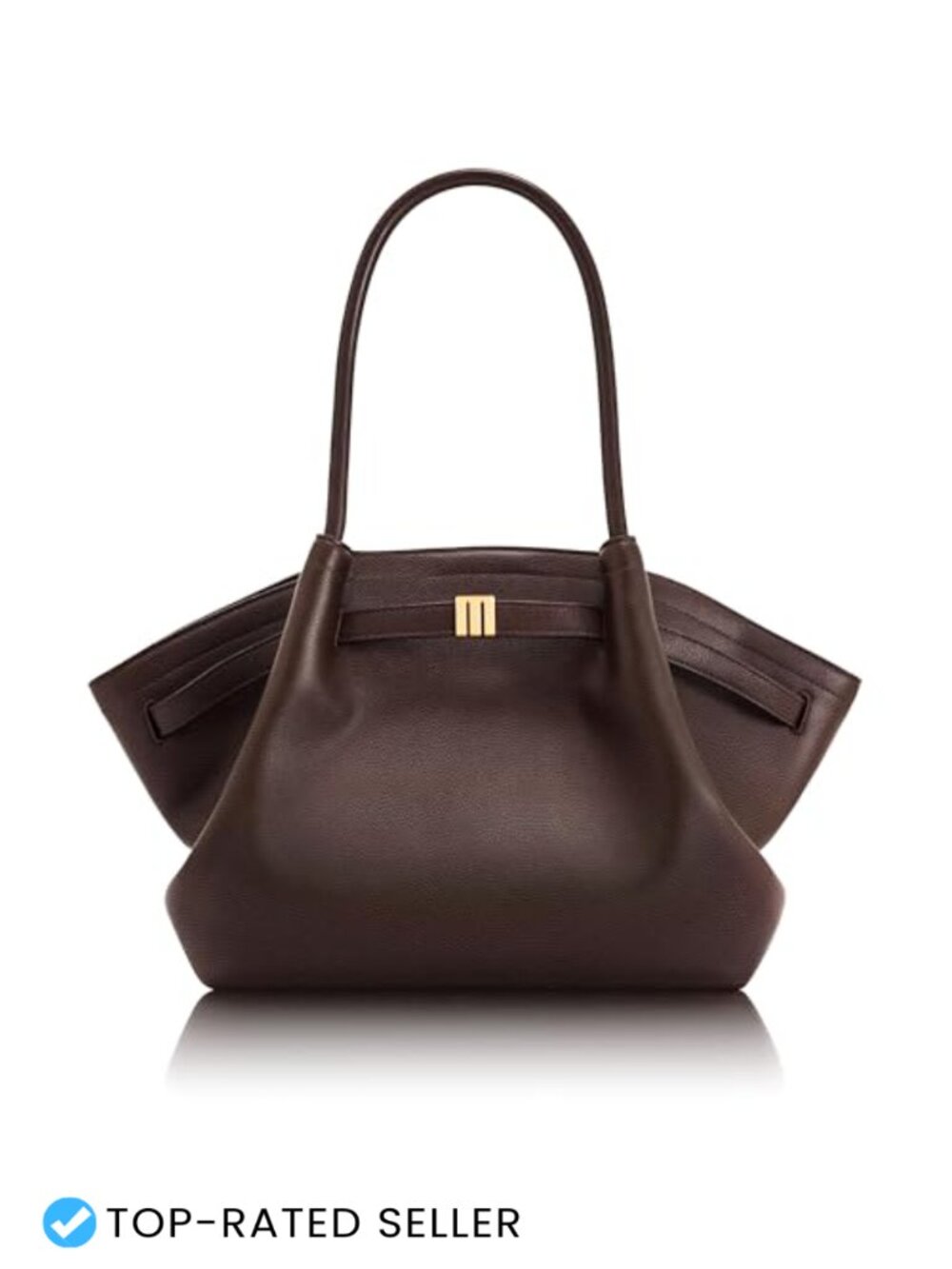 Women's Vegan Leather Tote Shoulder Bag Handmade Stitching Magnetic Closure